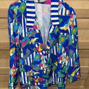 Jordan Blue and Green Geometric Blazer